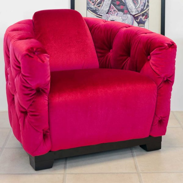 Fairport Velvet Deep Button Tub Chair In Pink | Bed Sava