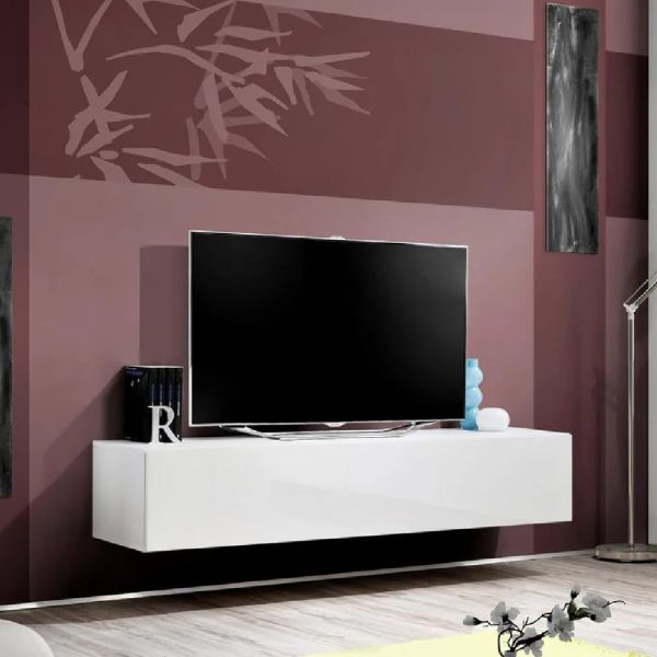 Fallon Rectangular High Gloss TV Stand In Matt White | Bed Sava
