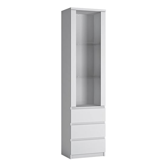 Felton Wooden Display Cabinet With 3 Drawers In White