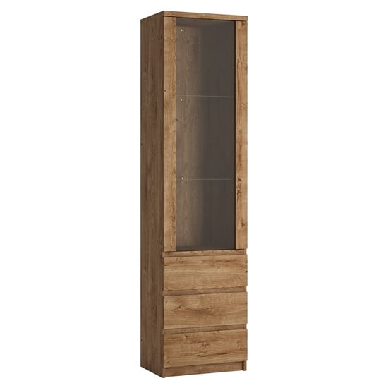 Felton Wooden Display Cabinet With 3 Drawers In Oak