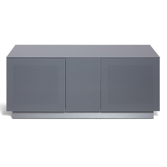Elements XL Wooden TV Stand With 2 Glass Doors In Grey | Bed Sava