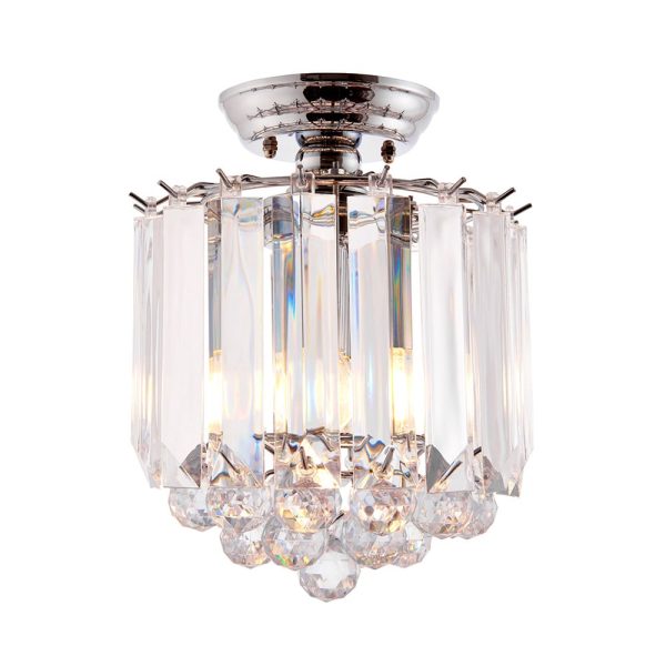 Fargo 2 Lights Crystal Droplets Flush Ceiling Light In Chrome | Bed Sava