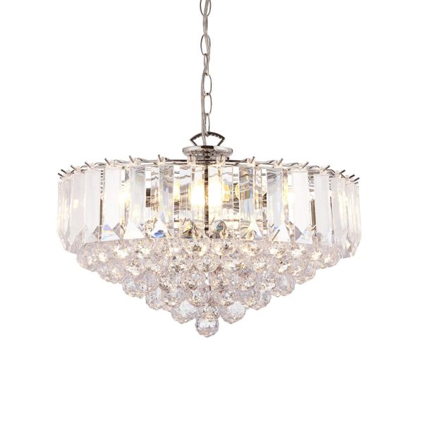 Fargo 6 Lights Crystal Droplets Pendant Light In Chrome | Bed Sava