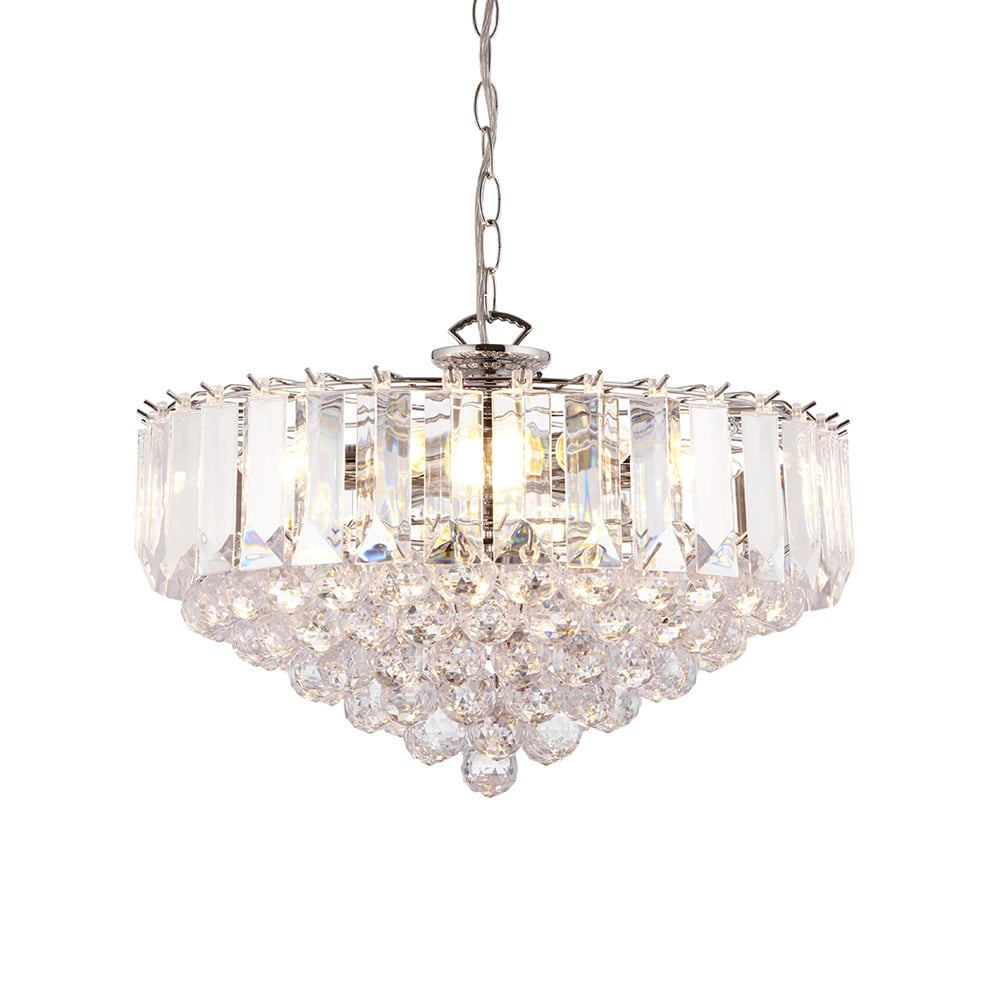 Fargo 6 Lights Crystal Droplets Pendant Light In Chrome