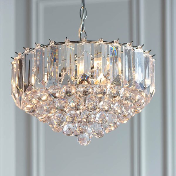 Fargo 3 Lights Crystal Droplets Pendant Light Large In Chrome | Bed Sava
