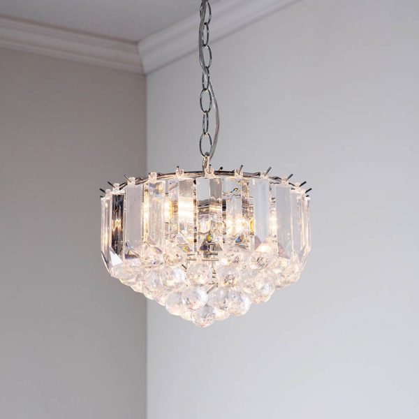 Fargo 3 Lights Crystal Droplets Pendant Light Small In Chrome | Bed Sava