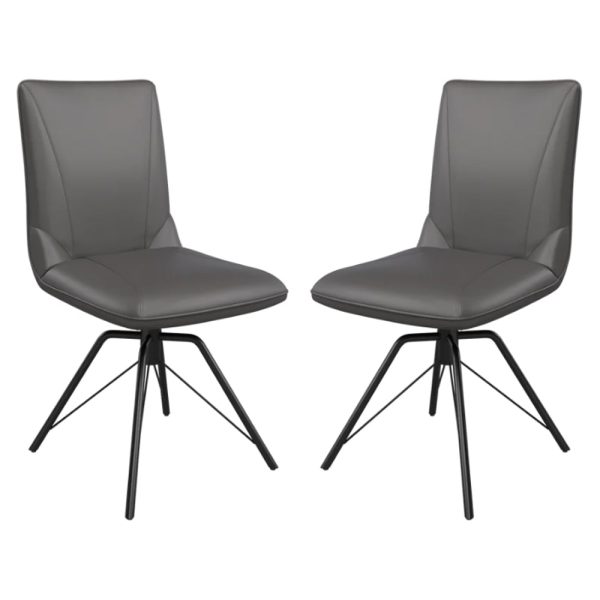 Fargo Grey Faux Leather Dining Chairs In Pair | Bed Sava