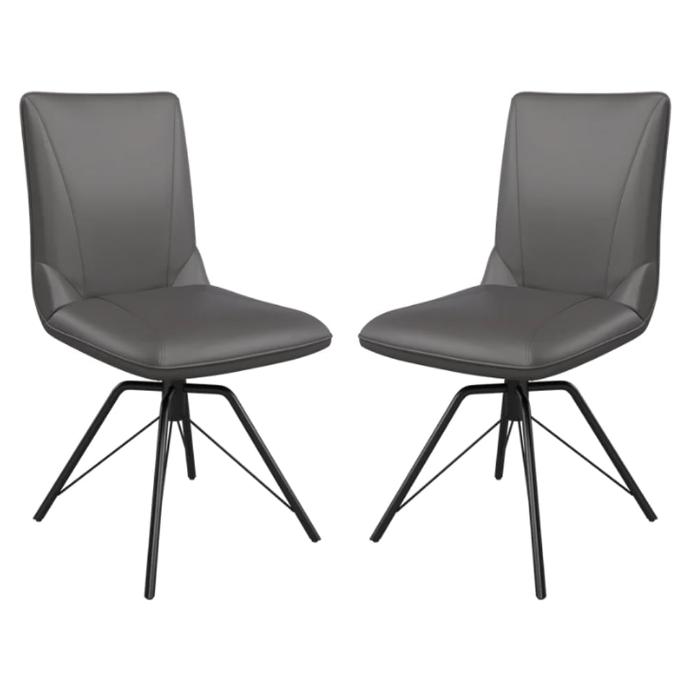 Fargo Grey Faux Leather Dining Chairs In Pair