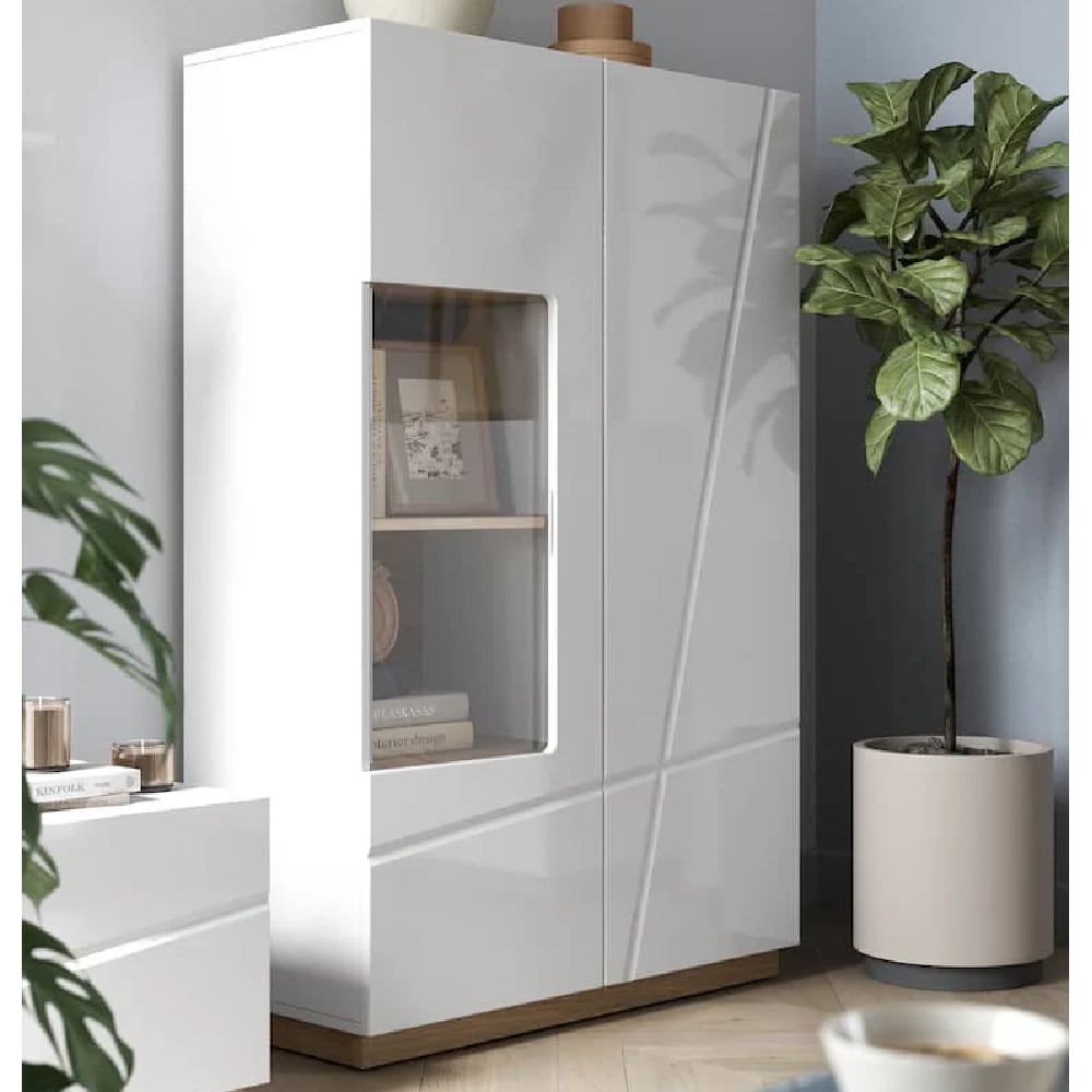Fargo High Gloss Display Cabinet With 2 Doors In White