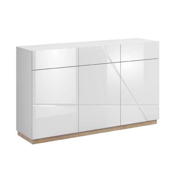 Fargo High Gloss Sideboard With 3 Doors 3 Drawers In White | Bed Sava