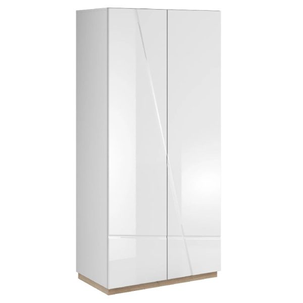 Fargo High Gloss Wardrobe With 2 Doors In White | Bed Sava