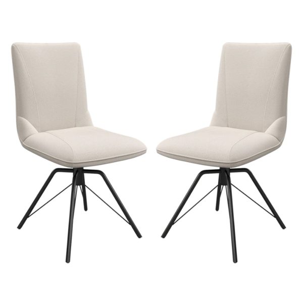 Fargo Ivory Fabric Dining Chairs In Pair | Bed Sava