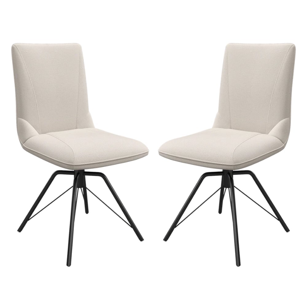 Fargo Ivory Fabric Dining Chairs In Pair