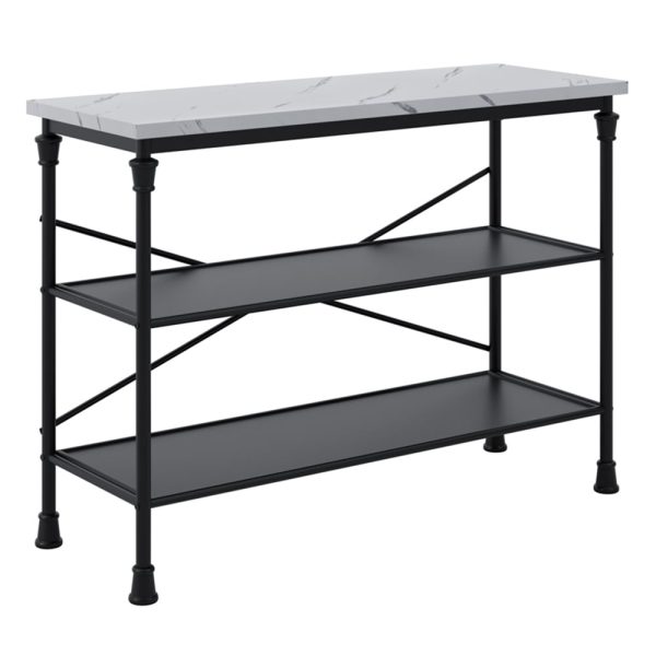 Farmington Wooden Console Table In White Marble Effect | Bed Sava