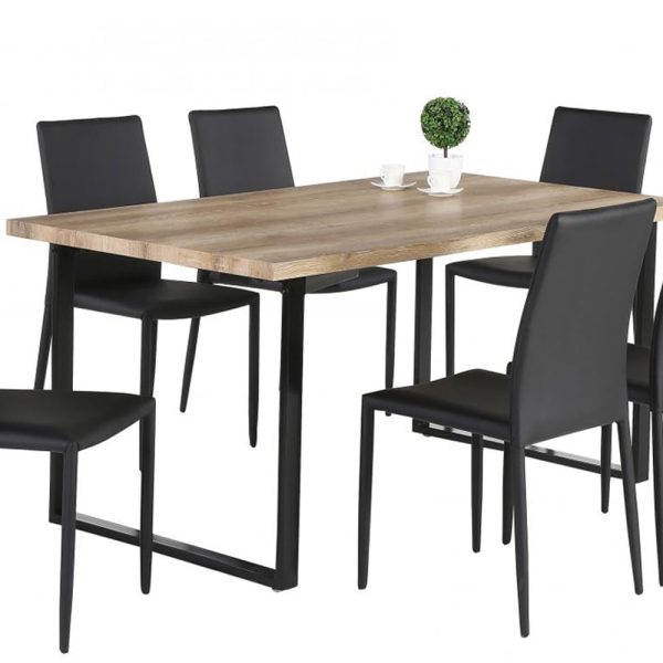 Felix Wooden Dining Table With Black Legs In Natural | Bed Sava