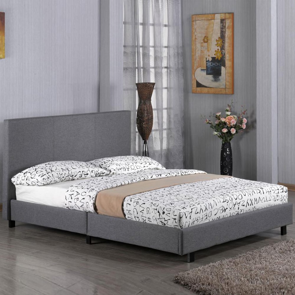 Feray Fabric Small Double Bed In Grey