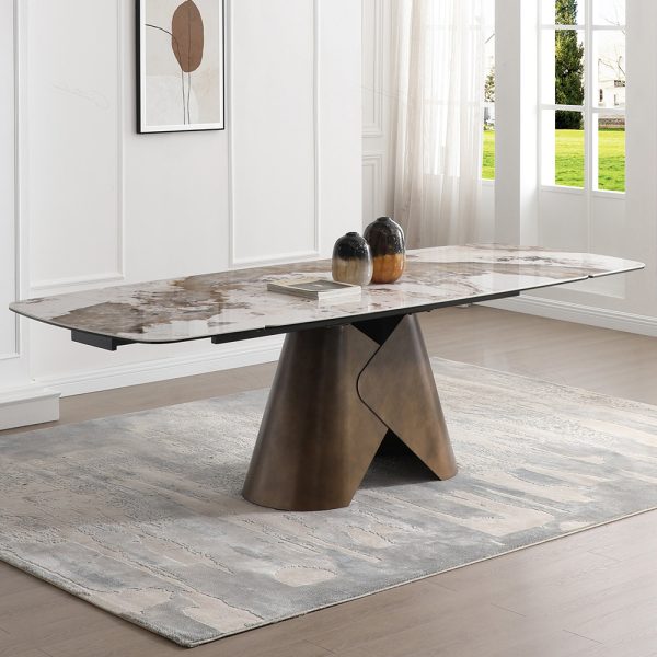 Ferndale Ceramic Marble Extending Dining Table In Matt White | Bed Sava