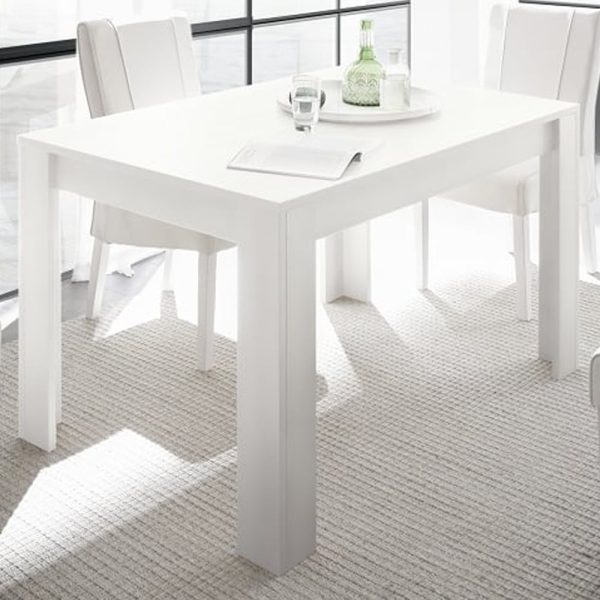 Ferndale Wooden Rectangular Dining Table In Matt White | Bed Sava