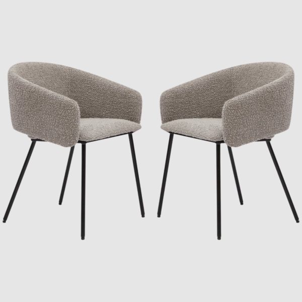 Fernier Cologne Mink Fabric Dining Chairs In Pair | Bed Sava