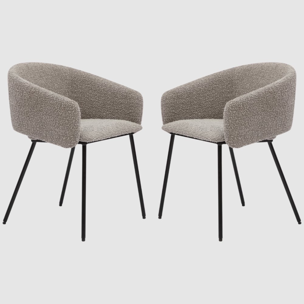 Fernier Cologne Mink Fabric Dining Chairs In Pair