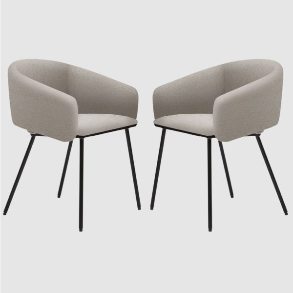 Fernier Lyon Mink Fabric Dining Chairs In Pair | Bed Sava