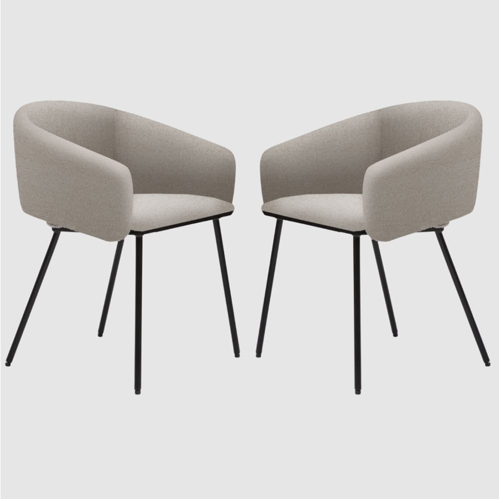 Fernier Lyon Mink Fabric Dining Chairs In Pair