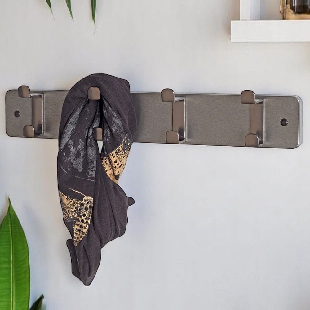 Fillmore Metal Wall Hung Coat Rack With 4 Hook In Gunmetal