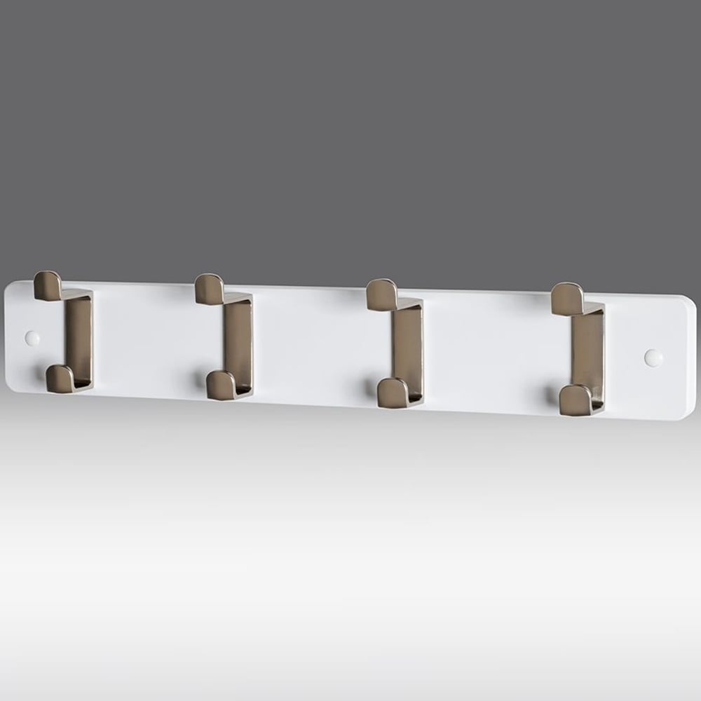 Fillmore Metal Wall Hung Coat Rack With 4 Hook In White