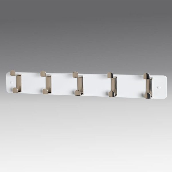 Fillmore Metal Wall Hung Coat Rack With 5 Hook In White | Bed Sava