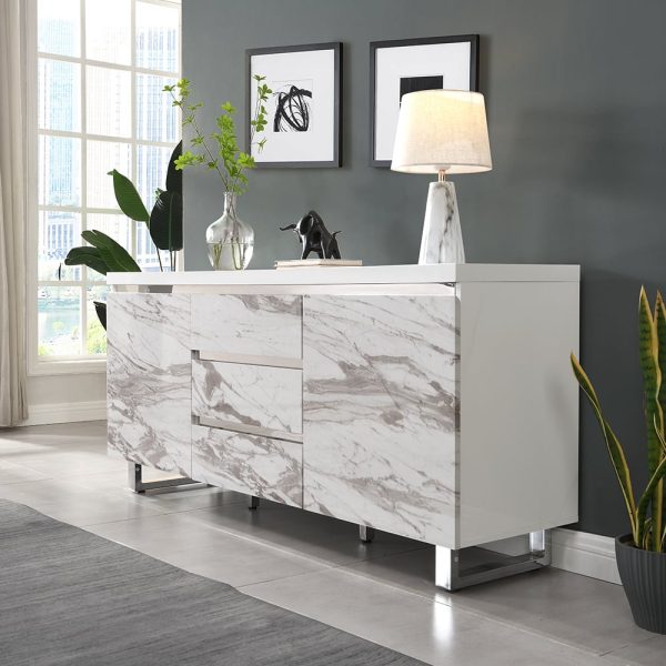 Filo Sydney Large Sideboard With 2 Door 3 Drawer In White | Bed Sava