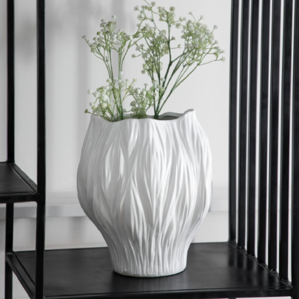 Findlay Large Ceramic Clay Vase In Matt White