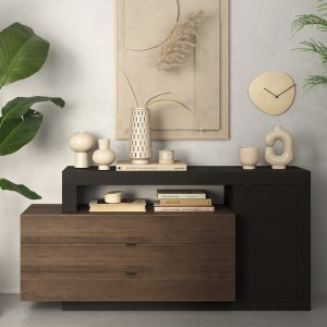 Fiora Wooden Sideboard With 1 Door 3 Drawers In Lava And Mercure | Bed Sava