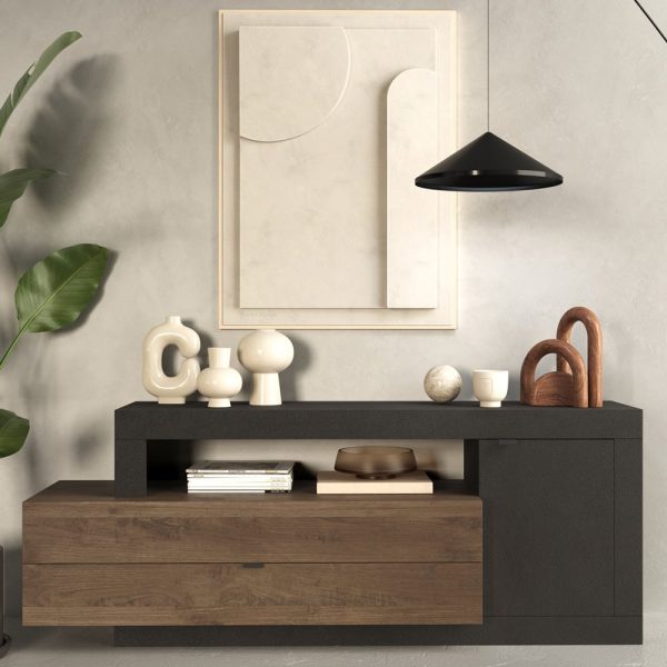 Fiora Wooden TV Sideboard With 1 Door 2 Drawers In Lava And Mercure | Bed Sava