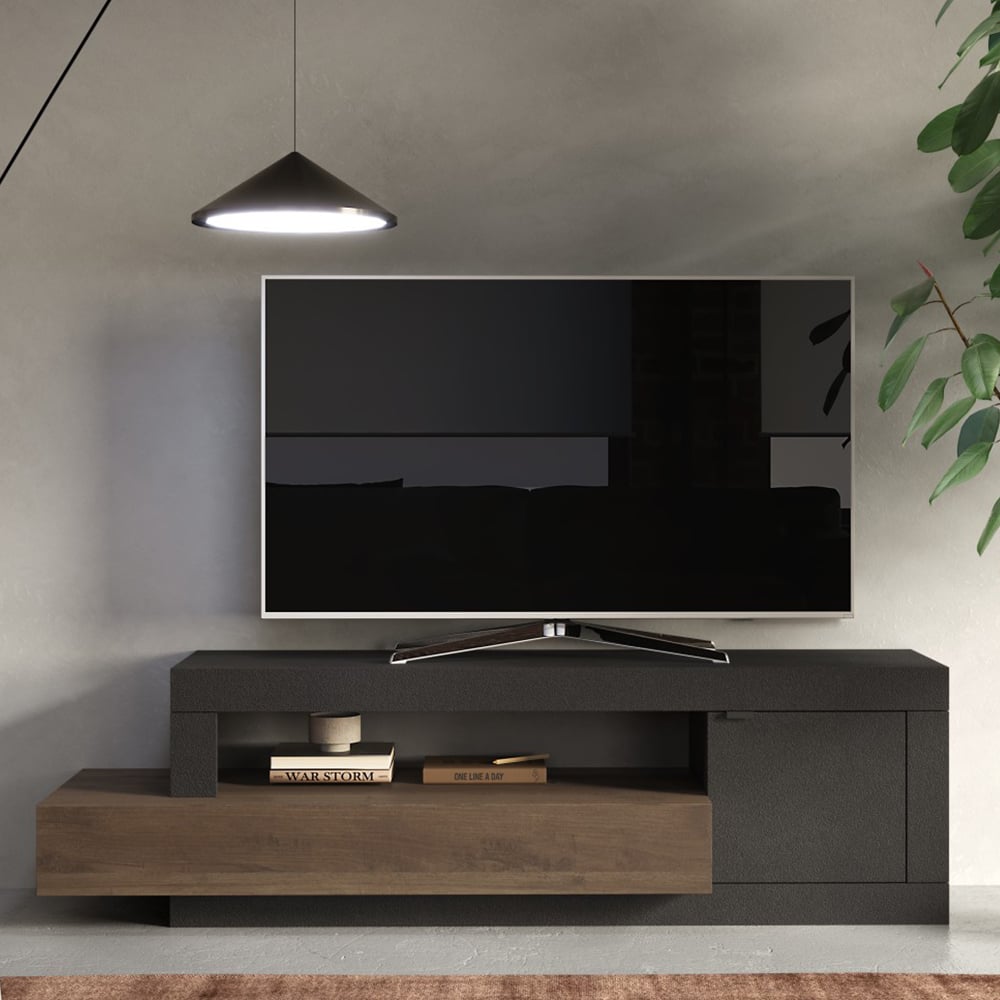 Fiora Wooden TV Stand With 1 Door 1 Drawer In Lava And Mercure