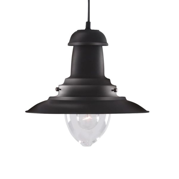 Fisherman Glass Shade Pendant Light In Black | Bed Sava