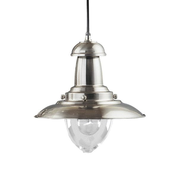 Fisherman Glass Shade Pendant Light In Silver | Bed Sava