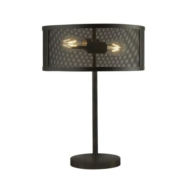 Fishnet 2 Light Metal Table Lamp In Matt Black | Bed Sava