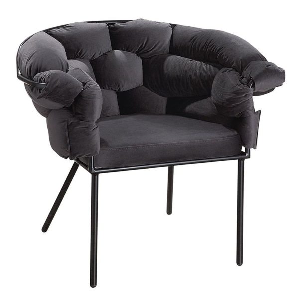Fitchburg Fabric Armchair With Metal Legs In Anthracite | Bed Sava