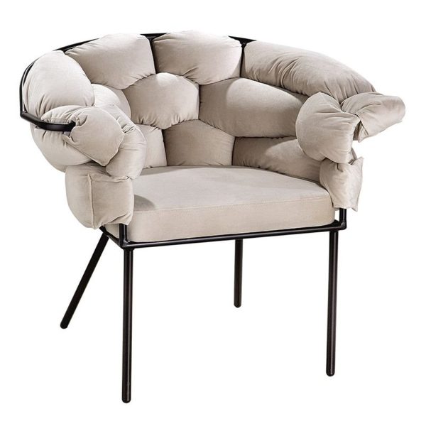 Fitchburg Fabric Armchair With Metal Legs In Beige | Bed Sava