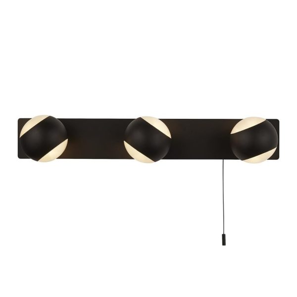 Flare 3 Light Opal Glass Wall Light In Black | Bed Sava