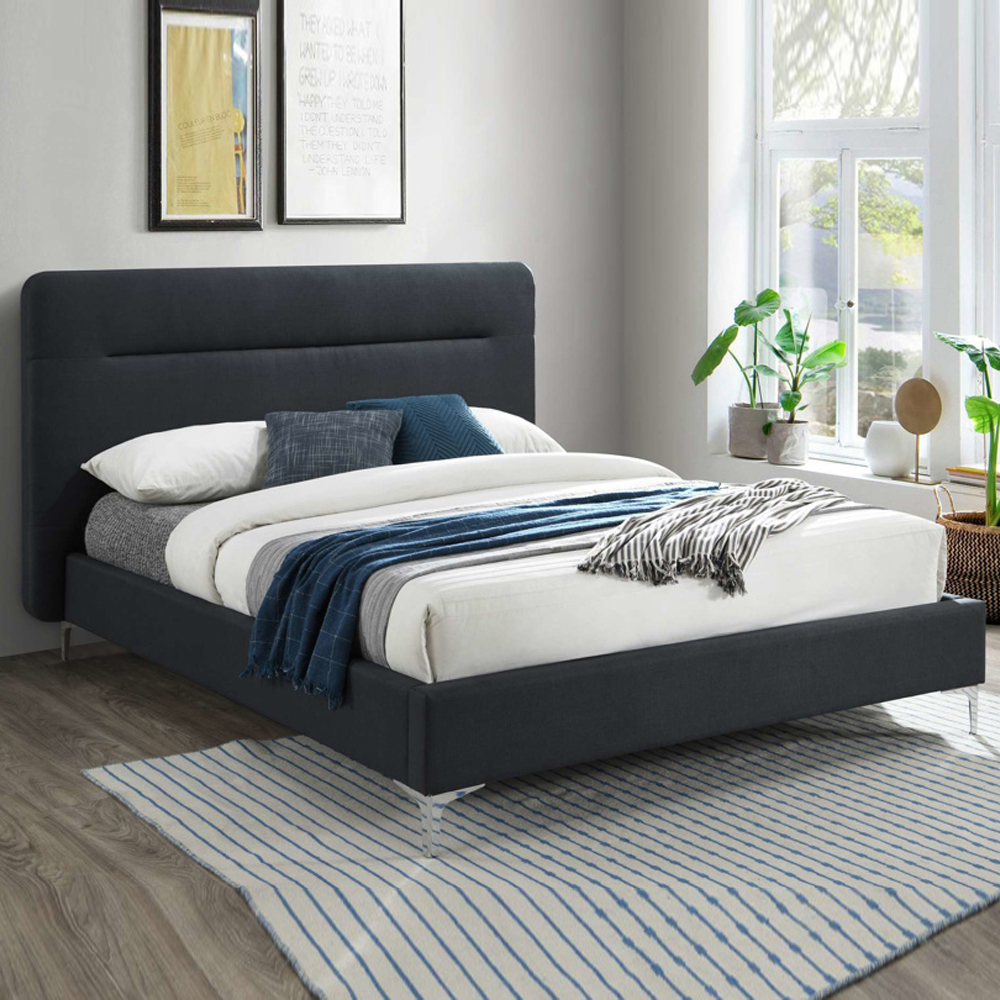Fletcher Fabric Double Bed In Charcoal