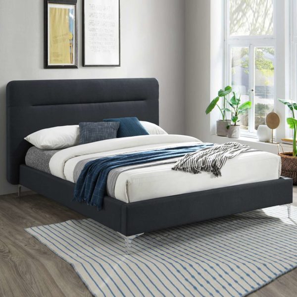Fletcher Fabric King Size Bed In Charcoal | Bed Sava