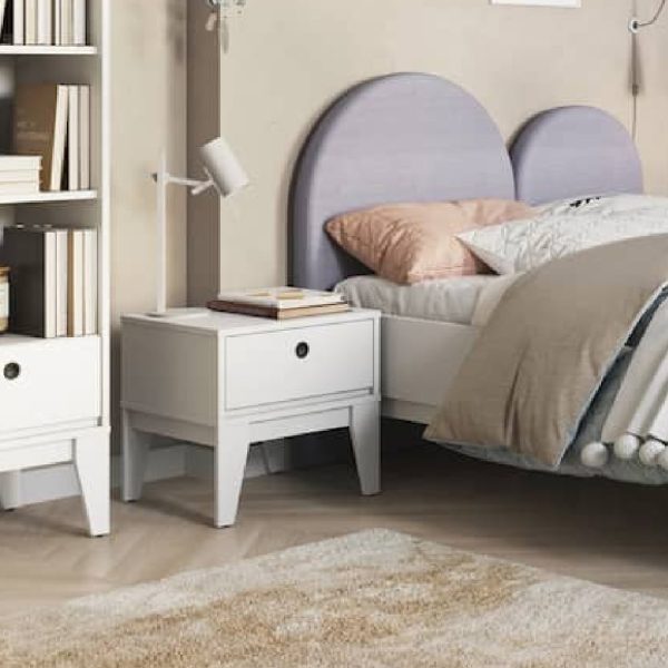 Fletcher Wooden Bedside Cabinet With 1 Drawer In White | Bed Sava