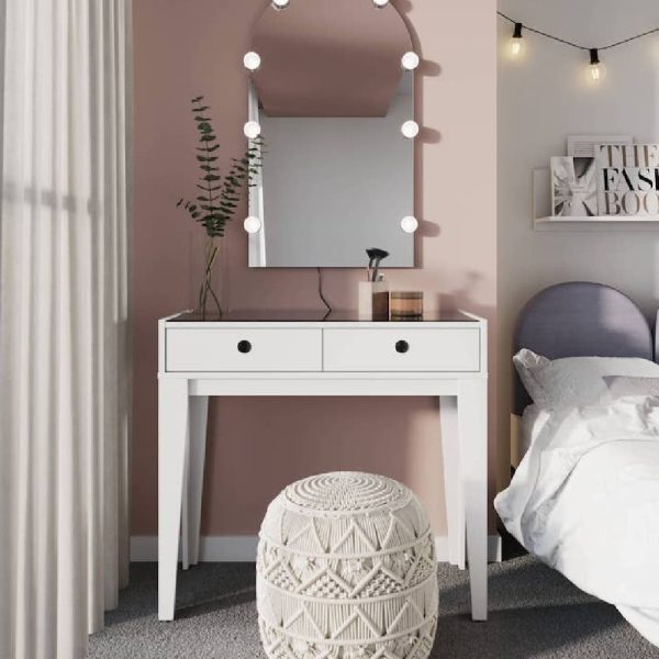 Fletcher Wooden Dressing Table With 2 Drawers In White | Bed Sava