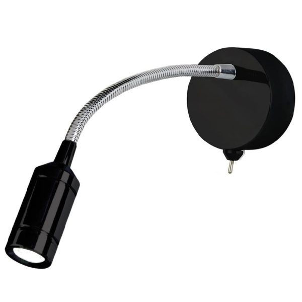 Flexy Matt Black Wall Light In Chrome | Bed Sava