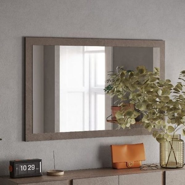 Flint Bedroom Wall Mirror In Bronze Wooden Frame | Bed Sava