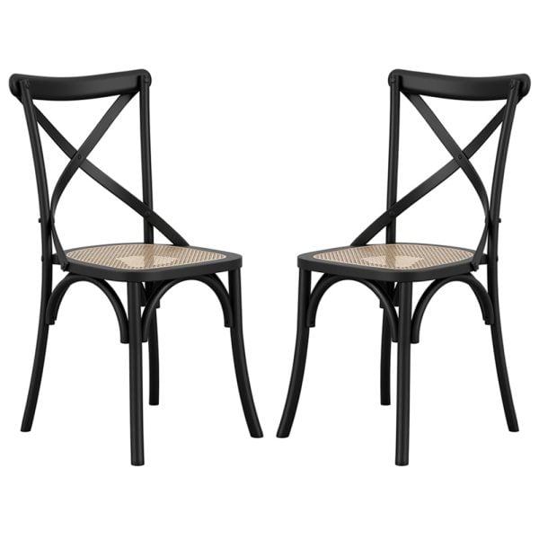 Flint Black Wooden Dining Chairs In Pair | Bed Sava