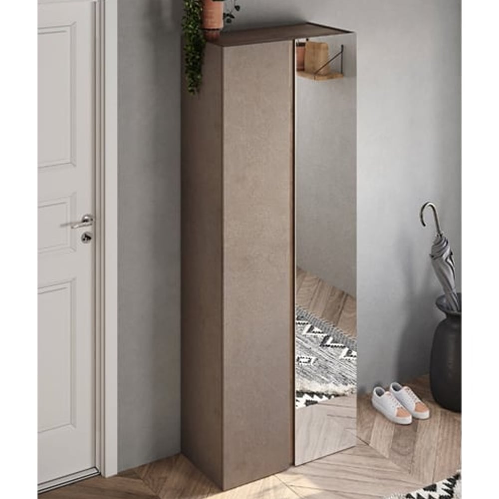 Flint Tall Wooden Shoe Cabinet 2 Doors In Bronze Mercure Oak