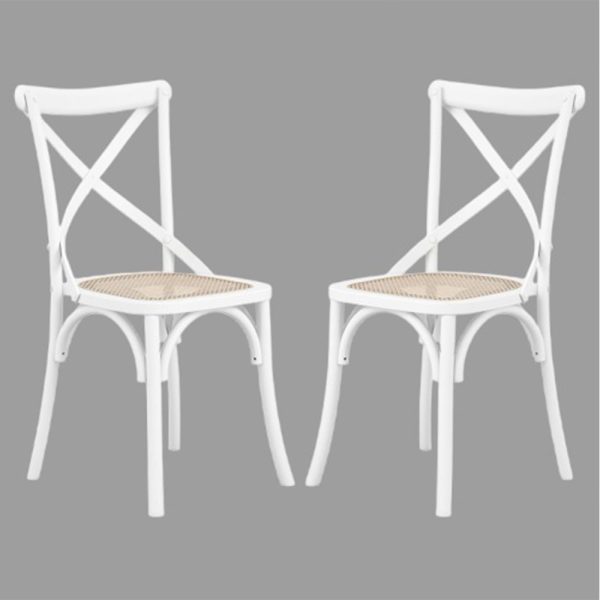 Flint White Wooden Dining Chairs In Pair | Bed Sava