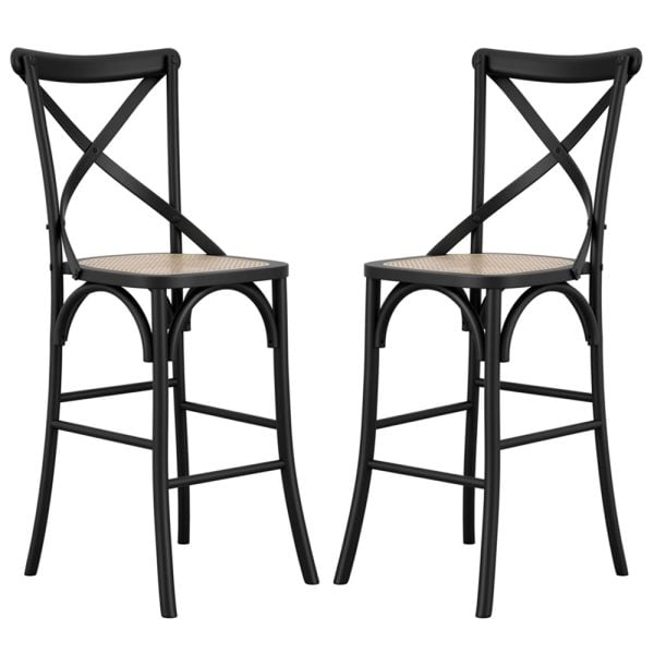 Flint Black Wooden Counter Bar Stools In Pair | Bed Sava